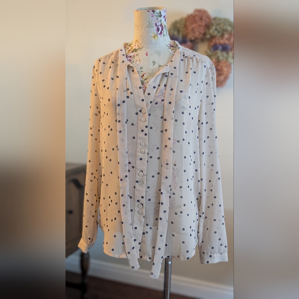 Coincidence And chance Polka Dot Button Down Shirt - Cream‎ and Black